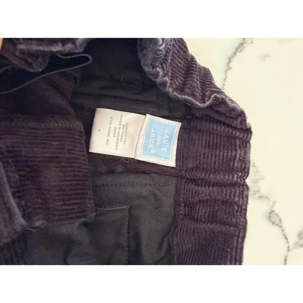 Janie and Jack Boy's Black Corduroy Pants - Size 4